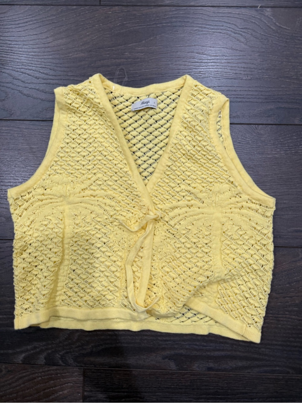 New Yellow Knit Tie-Front Vest
